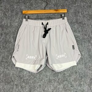 ASRV Men’s Light Gray Athletic Shorts with Gray Drawstring Size Medium